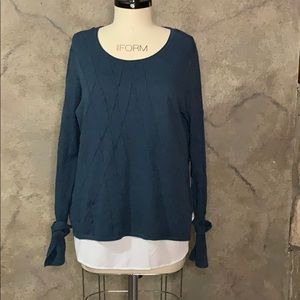 COPY - Teal and white layered sweater